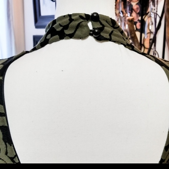 1 LEFT! (S)🍸Stunning! olive/blk sheer choker dress - Picture 7 of 9